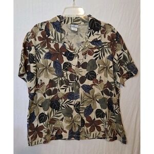 Hot Cotton By Marc Ware Shirt Womens Large Multicolor Floral Hawaiian Top L